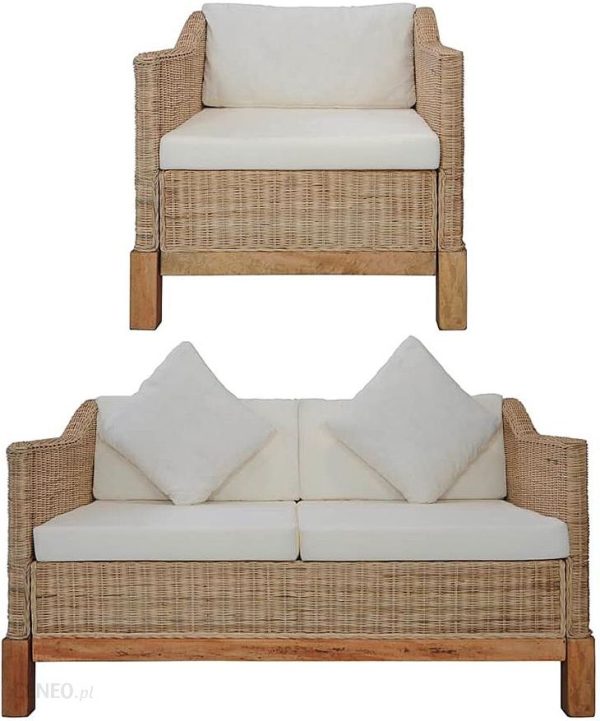 2 Częściowy Zestaw Wypoczynkowy Sofa I Fotel Naturalny Rattan Alani 3F