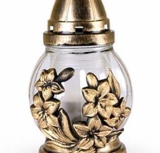 4Home Szklany Lampion Z Dekorem Kwiat Złoty 678568