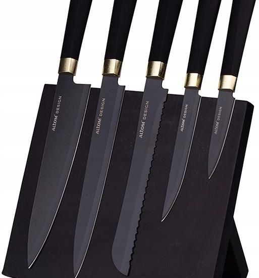 Altom Design Komplet 5 Noży Non Stick Na Czarnym Stojaku Altom
