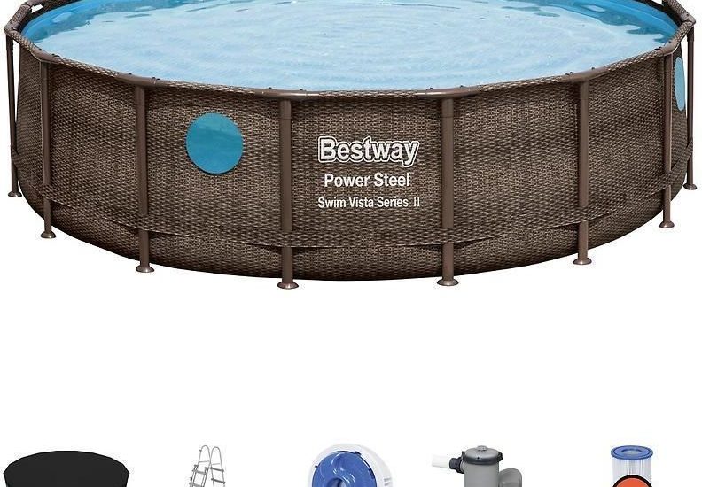Basen Stelażowy Z Pompą 4.88X1.22M Rattan