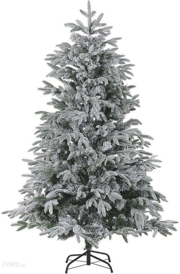 Beliani Choinka świąteczna ozdoba sztuczne drzewko plastikowe 210 cm białe Bassie