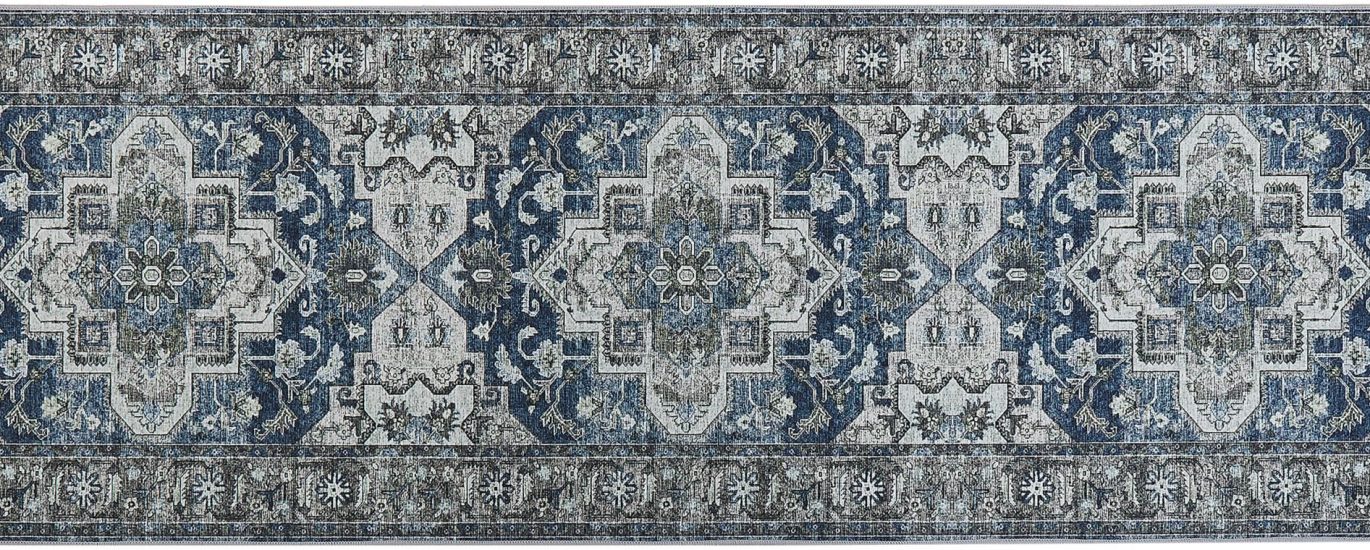 Beliani Dywan Orientalny Chodnik Prostokątny 60X200 Cm Poliester Szary Kottar 333258
