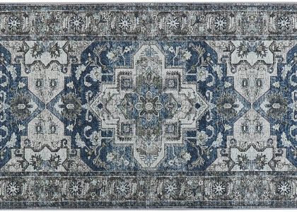 Beliani Dywan Orientalny Chodnik Prostokątny 60X200 Cm Poliester Szary Kottar 333258
