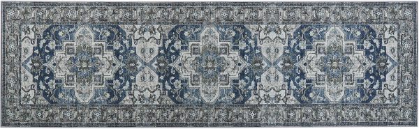 Beliani Dywan Orientalny Chodnik Prostokątny 60X200 Cm Poliester Szary Kottar 333258