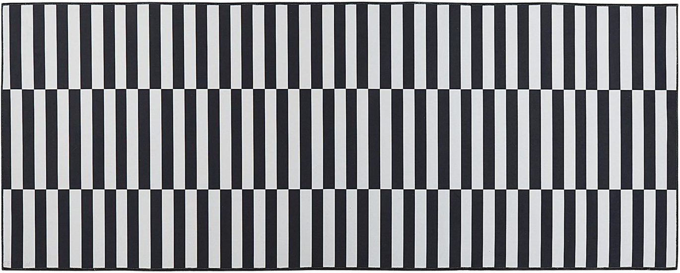 Beliani Dywan Salon Przedpokój Prostokątny 80X200 Cm Poliester Czarny Biały Pacode 334930