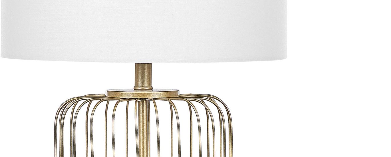 Lampa Beliani Lampa stołowa metalowa podstawa klatka na stolik nocny salon sypialnia złota Thouet (314095)