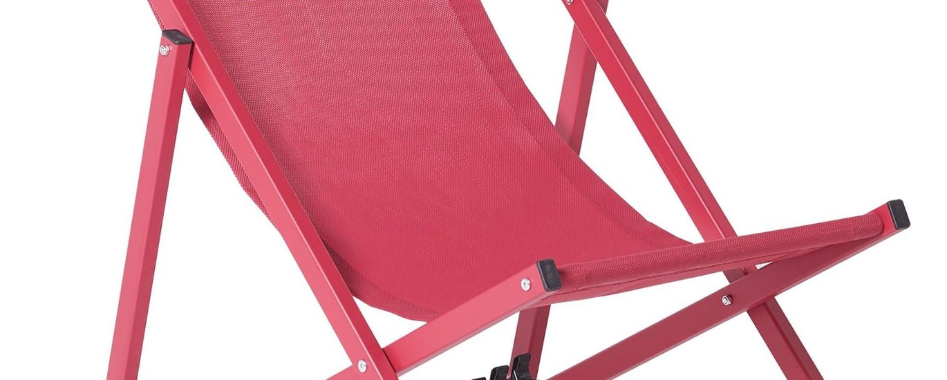 Beliani Leżak ogrodowy czerwony aluminiowa rama regulowany składany plażowy Locri