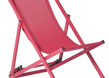 Beliani Leżak ogrodowy czerwony aluminiowa rama regulowany składany plażowy Locri