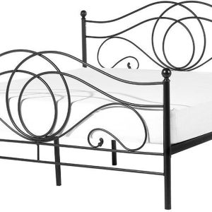 Beliani Metalowe łóżko ozdobne rama i stelaż 180 x 200 cm czarne styl retro Lyra
