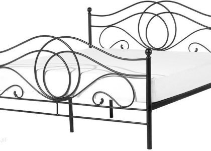 Beliani Metalowe łóżko ozdobne rama i stelaż 180 x 200 cm czarne styl retro Lyra
