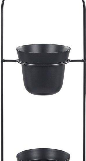 Beliani Nowoczesny kwietnik wiszący na kwiaty 18 x 12 x 62 cm metalowy czarny Agios