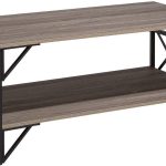 Beliani Nowoczesny stół kawowy ława do salonu z półką 120 x 60 cm drewno z czarnym Bolton