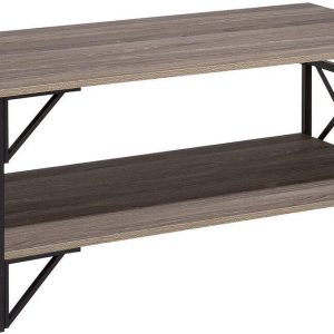 Beliani Nowoczesny stół kawowy ława do salonu z półką 120 x 60 cm drewno z czarnym Bolton