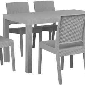 Beliani Nowoczesny zestaw mebli ogrodowych prostokątny stół 6 krzeseł jasnoszary Fossano