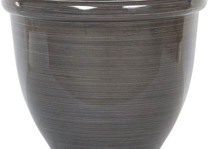Beliani Okrągła doniczka ⌀ 49 cm ogrodowa na kwiaty brązowa Tesalia