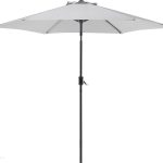 Beliani Parasol ogrodowy jasnoszary sześciokąt składany nachylana czasza 270 cm Varese