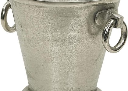 Beliani Pojemnik na lód owalny aluminium srebrny z rączkami wiaderko na szampana Birma