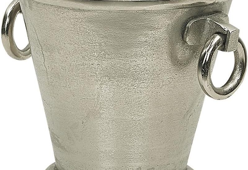 Beliani Pojemnik na lód owalny aluminium srebrny z rączkami wiaderko na szampana Birma