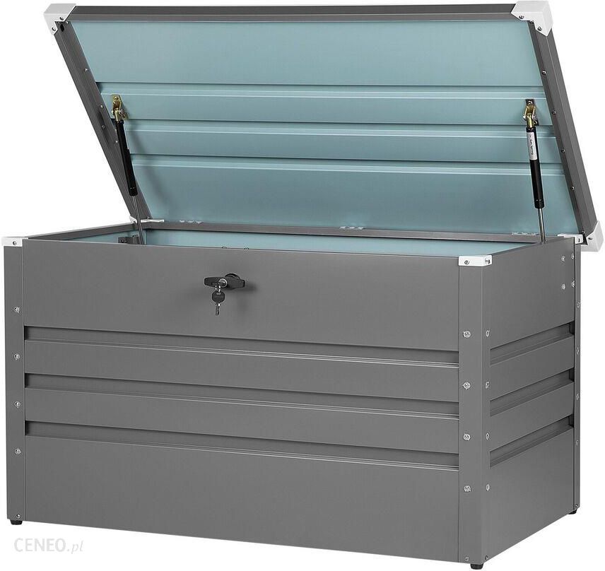 i-beliani-skrzynia-ogrodowa-szara-stalowa-zamykana-na-klucz-na-poduszki-400-l-cebrosa BELIANI Skrzynia ogrodowa szara stalowa zamykana na klucz na poduszki 400 l Cebrosa
