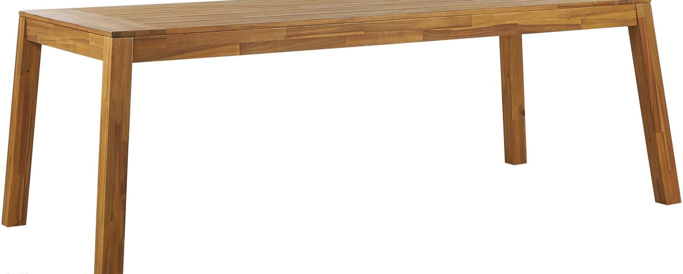 Beliani Stół ogrodowy lite drewno akacjowe 210 x 90 cm ośmioosobowy jasne drewno Livorno