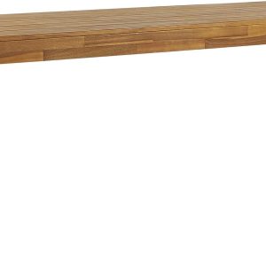Beliani Stół ogrodowy lite drewno akacjowe 210 x 90 cm ośmioosobowy jasne drewno Livorno