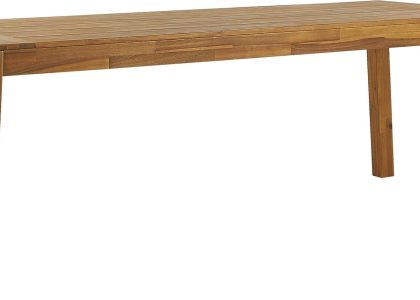 Beliani Stół ogrodowy lite drewno akacjowe 210 x 90 cm ośmioosobowy jasne drewno Livorno