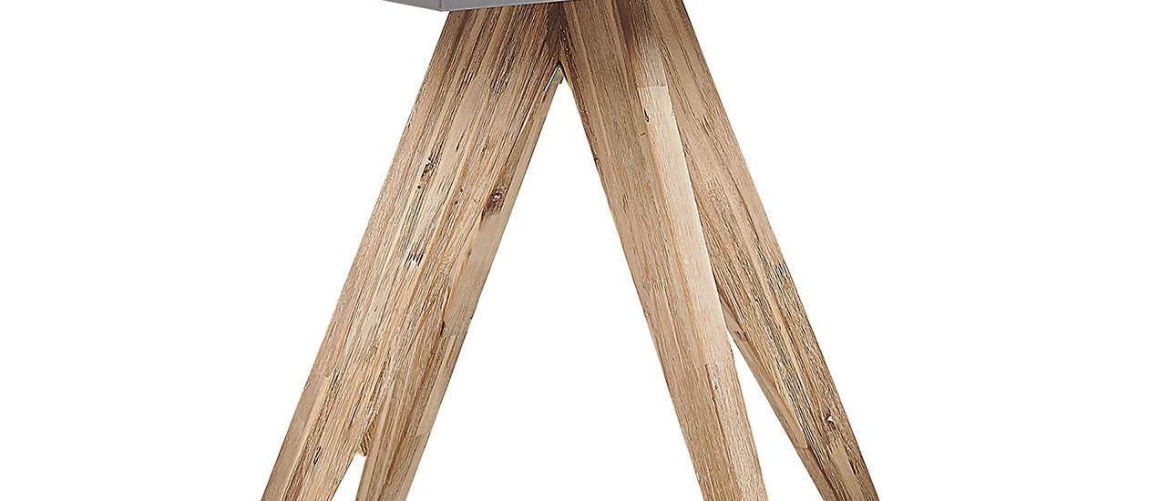 Beliani Stół ogrodowy szary blat z betonu 90 x 90 cm baza z drewna akacjowego Oliba