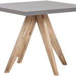 Beliani Stół ogrodowy szary blat z betonu 90 x 90 cm baza z drewna akacjowego Oliba