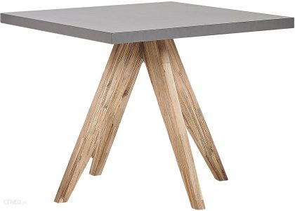 Beliani Stół ogrodowy szary blat z betonu 90 x 90 cm baza z drewna akacjowego Oliba