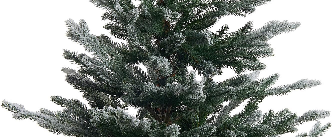 Beliani Sztuczna choinka ośnieżona w jutowym worku 90 cm dekoracja biała Ringrose