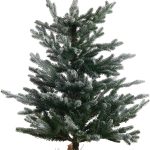 Beliani Sztuczna choinka ośnieżona w jutowym worku 90 cm dekoracja biała Ringrose
