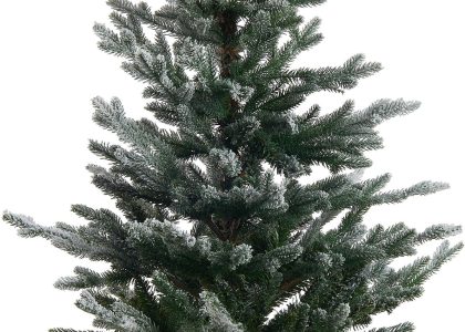 Beliani Sztuczna choinka ośnieżona w jutowym worku 90 cm dekoracja biała Ringrose