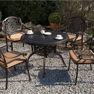 Beliani Zestaw ogrodowy stół i 4 krzesła metalowy brązowy SALENTO