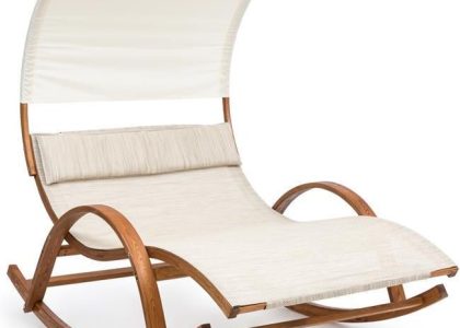 Blumfeldt Mauritius Leżak Bujany Z Dachem Siatka Comfortmesh Kremowy
