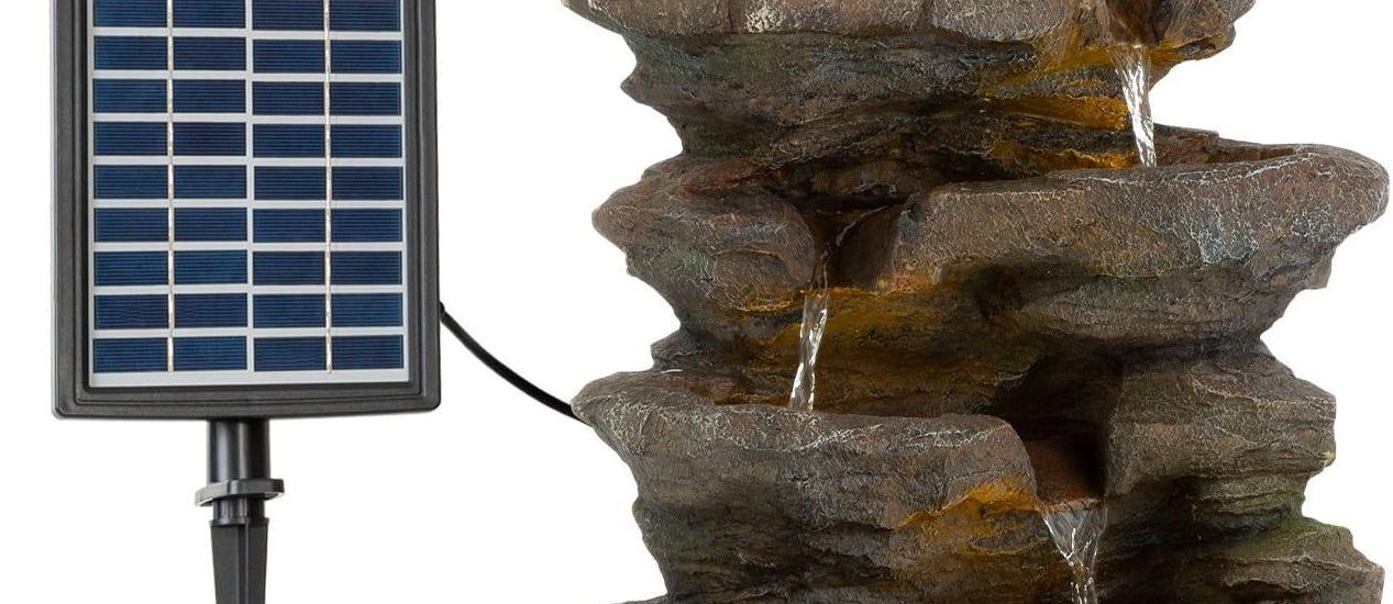 Blumfeldt Stonehenge, Fontanna Solarna, Wodotrysk Oświetlenie Led Polyresin Bateria Litowo-Jonowa