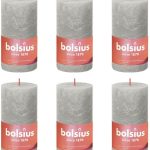 Bolsius Świece Pieńkowe Shine 6 Szt. 130X68 Mm Piaskowa Szarość 440826