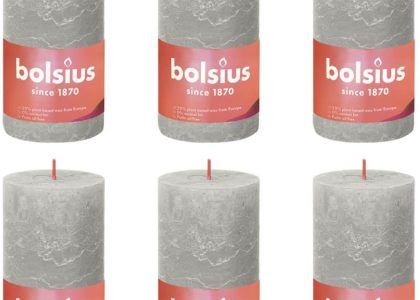 Bolsius Świece Pieńkowe Shine 6 Szt. 130X68 Mm Piaskowa Szarość 440826