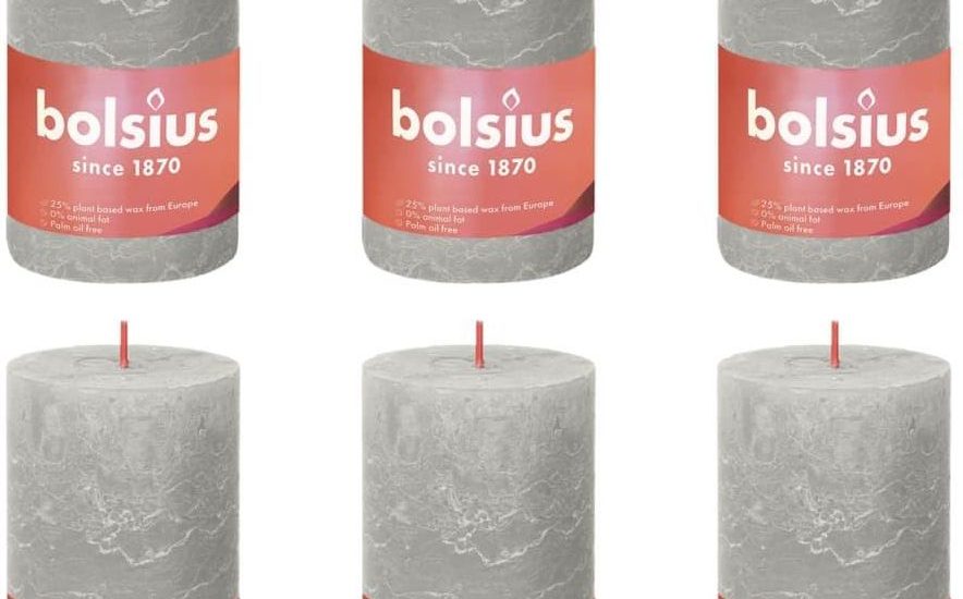 Bolsius Świece Pieńkowe Shine 6 Szt. 130X68 Mm Piaskowa Szarość 440826