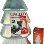 Cortina Znicz Szklany Choinka + Wkład Led Zestaw Znicze