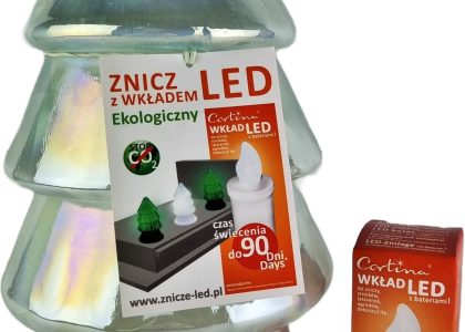 Cortina Znicz Szklany Choinka + Wkład Led Zestaw Znicze