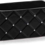 Czarna Doniczka Ceramika Prostokąt Glamour Cyrkonie 26X14cm-13H