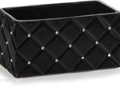 Czarna Doniczka Ceramika Prostokąt Glamour Cyrkonie 26X14cm-13H