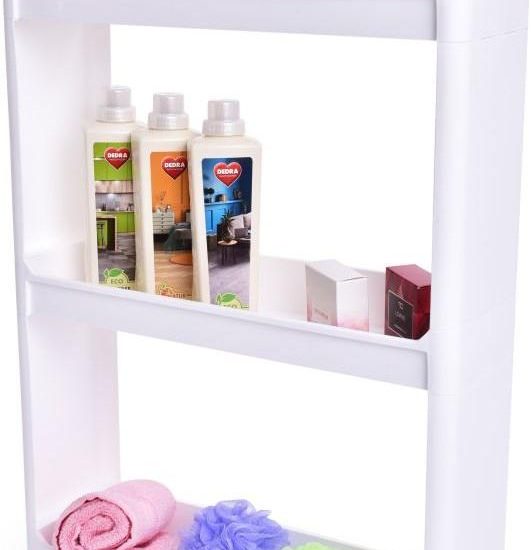 Dedra Mobilny Regał Slim White 17Cm Do Wąskich Przestrzeni 3 Piętrowy Wys 81Cm Da26531