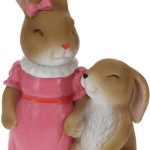 Dekoracja Ogrodowa Rabbit Family Różowy 15,8×10,3×23,5cm