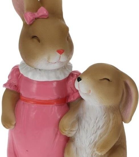 Dekoracja Ogrodowa Rabbit Family Różowy 15,8×10,3×23,5cm