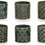 Doniczka Ceramiczna Ciemna Zieleń Mix Wzorów 13cm