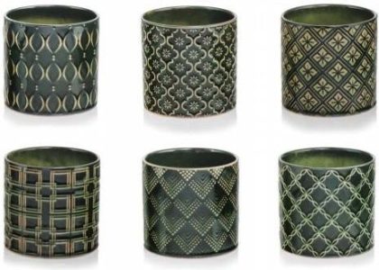 Doniczka Ceramiczna Ciemna Zieleń Mix Wzorów 13cm