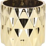 Doniczka Donica Osłonka Ceramiczna Cylinder Złota ⌀12cm