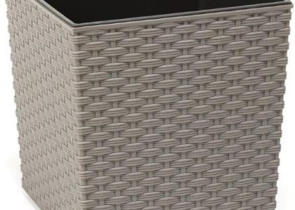 Doniczka Eco Juka Rattan 190X190X195mm Szara Lamela