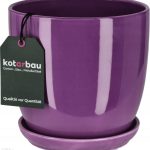 Doniczka Osłonka Ceramiczna Z Podstawką Fioletowa ⌀16cm
